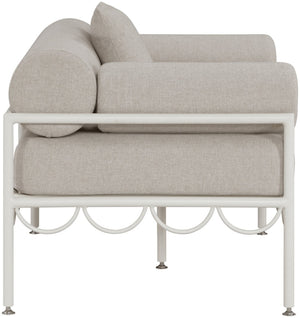 Meridian Furniture Portofino Art Deco Outdoor Patio Chair Water Repellent Polyester Fabric and Aluminum Frame Beige 55032Beige-C