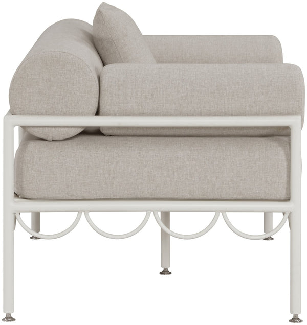 Meridian Furniture Portofino Art Deco Outdoor Patio Chair Water Repellent Polyester Fabric and Aluminum Frame Beige 55032Beige-C