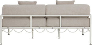Meridian Furniture Portofino Art Deco Outdoor Loveseat Aluminum Frame Water Repellent Cushions Patio Seating Beige 55032Beige-L
