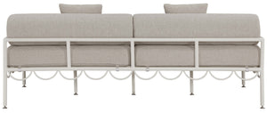 Meridian Furniture Portofino Art Deco Outdoor Patio Sofa with Water Repellent Upholstery and Matte Black Frame Beige 55032Beige-S
