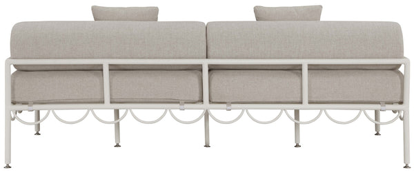 Meridian Furniture Portofino Art Deco Outdoor Patio Sofa with Water Repellent Upholstery and Matte Black Frame Beige 55032Beige-S