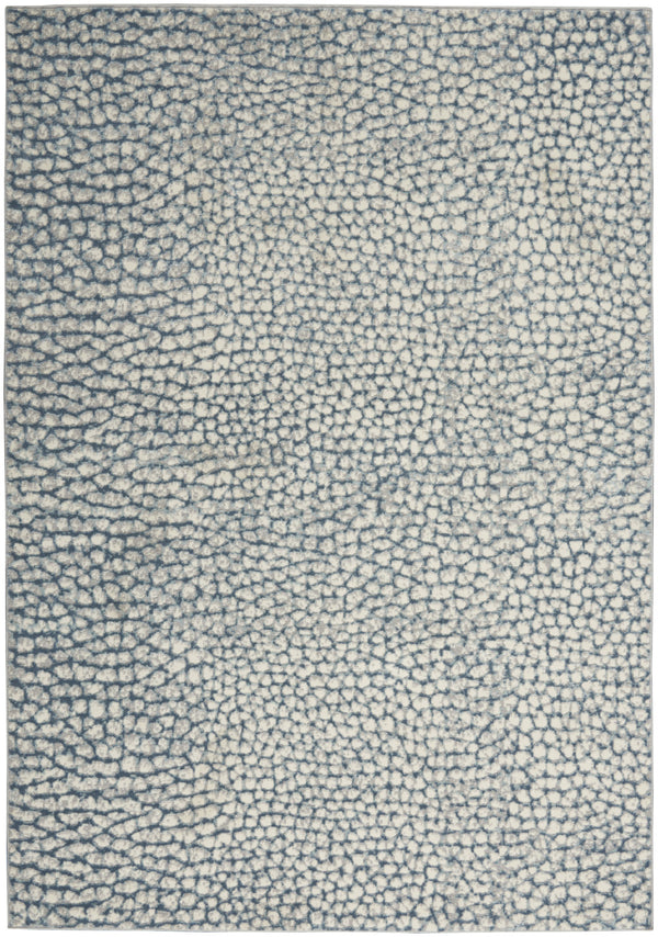 Homeroots 5' X 7' Ivory Blue And Gray Animal Print Power Loom Area Rug  Polypropylene,Polyester 550332