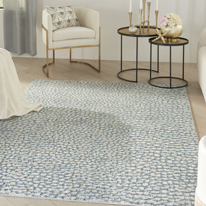 Homeroots 5' X 7' Ivory Blue And Gray Animal Print Power Loom Area Rug  Polypropylene,Polyester 550332