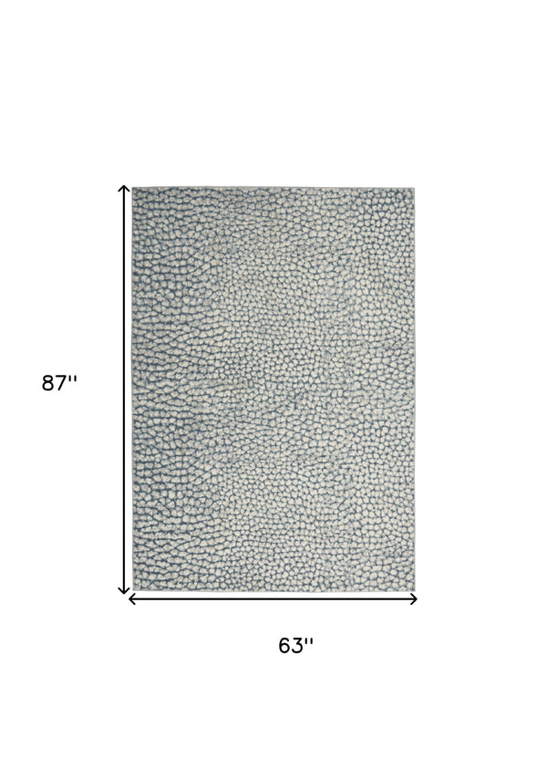 Homeroots 5' X 7' Ivory Blue And Gray Animal Print Power Loom Area Rug  Polypropylene,Polyester 550332