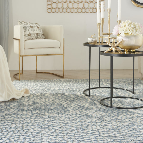 Homeroots 5' X 7' Ivory Blue And Gray Animal Print Power Loom Area Rug  Polypropylene,Polyester 550332