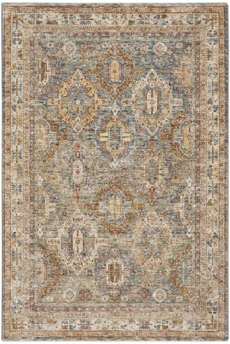 HomeRoots Geometric Distressed Polyester Area Rug for Living Room Entryway or Bedroom Modern Decor 5' X 8' 550351