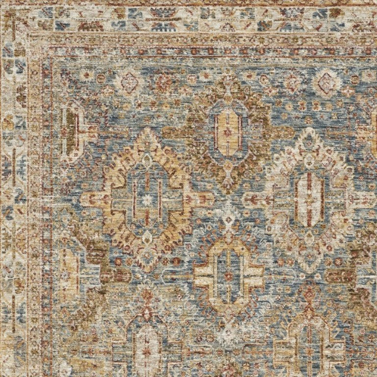 HomeRoots Geometric Distressed Polyester Area Rug for Living Room Entryway or Bedroom Modern Decor 5' X 8' 550351