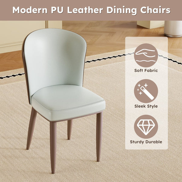English Elm Modern PU Leather Dining Chairs with Carbon Steel Legs, Water‑Resistant, Stain‑Proof, 4-Pack for Home White W2699P338888