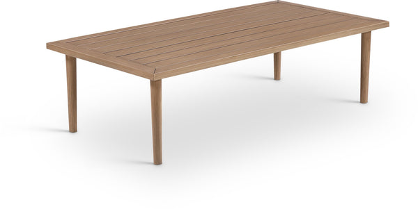 Meridian Furniture Laguna Slatted Aluminum Outdoor Coffee Table with Teak Finish and Tapered Legs 55036-CT