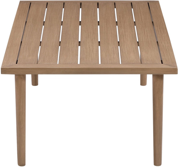 Meridian Furniture Laguna Slatted Aluminum Outdoor Coffee Table with Teak Finish and Tapered Legs 55036-CT