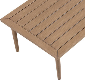 Meridian Furniture Laguna Slatted Aluminum Outdoor Coffee Table with Teak Finish and Tapered Legs 55036-CT