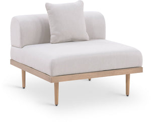 Meridian Furniture Laguna Modular Armless Patio Chair Olefin Fabric Teak Aluminum Frame Outdoor Sectional Beige 55036Beige-Armless