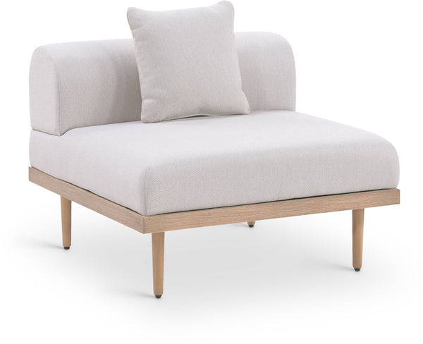 Meridian Furniture Laguna Modular Armless Patio Chair Olefin Fabric Teak Aluminum Frame Outdoor Sectional Beige 55036Beige-Armless