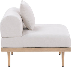 Meridian Furniture Laguna Modular Armless Patio Chair Olefin Fabric Teak Aluminum Frame Outdoor Sectional Beige 55036Beige-Armless