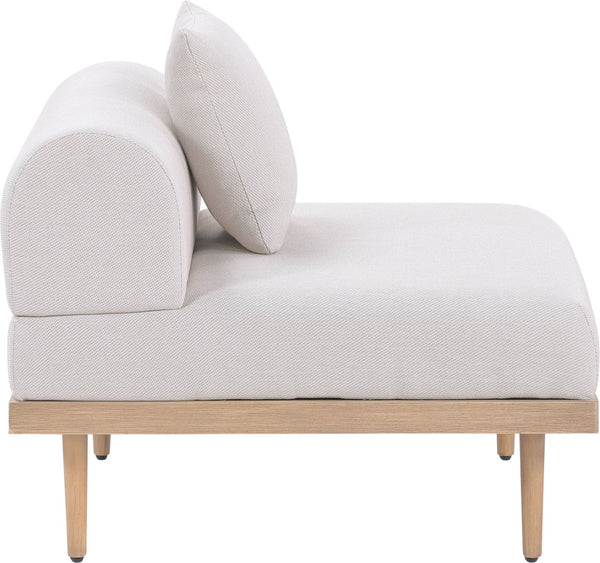 Meridian Furniture Laguna Modular Armless Patio Chair Olefin Fabric Teak Aluminum Frame Outdoor Sectional Beige 55036Beige-Armless