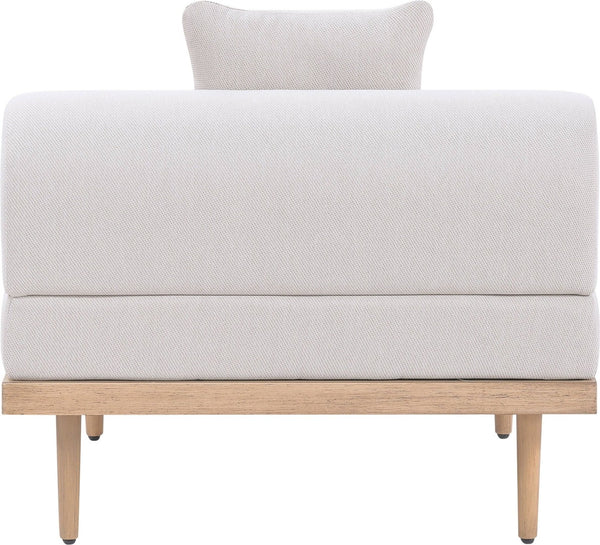 Meridian Furniture Laguna Modular Armless Patio Chair Olefin Fabric Teak Aluminum Frame Outdoor Sectional Beige 55036Beige-Armless
