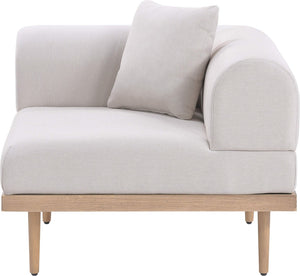 Meridian Furniture Laguna Modular Corner Patio Chair Uv Resistant Cushions Teak Aluminum Outdoor Sectional Seating Beige 55036Beige-Corner