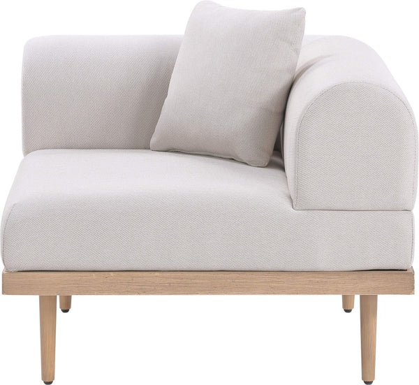Meridian Furniture Laguna Modular Corner Patio Chair Uv Resistant Cushions Teak Aluminum Outdoor Sectional Seating Beige 55036Beige-Corner