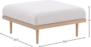 Meridian Furniture Laguna Modular Outdoor Ottoman with Uv Resistant Olefin Fabric and Teak Aluminum Frame 55036Beige-Ott