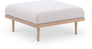 Meridian Furniture Laguna Modular Outdoor Ottoman with Uv Resistant Olefin Fabric and Teak Aluminum Frame 55036Beige-Ott