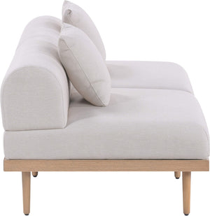 Meridian Furniture Laguna Modular Outdoor Loveseat Teak Frame with Weather Resistant Cushions for Patio Seating Beige A 55036Beige-S2A
