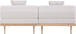 Meridian Furniture Laguna Modular Outdoor Loveseat Teak Frame with Weather Resistant Cushions for Patio Seating Beige A 55036Beige-S2A