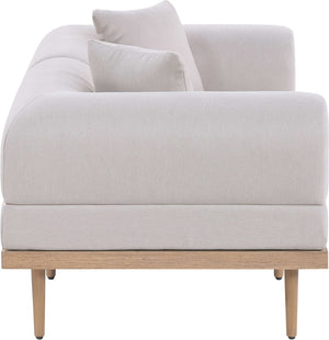 Meridian Furniture Laguna Modular Outdoor Loveseat Teak Frame with Weather Resistant Cushions for Patio Seating Beige B 55036Beige-S2B