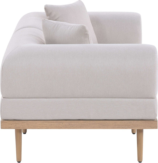 Meridian Furniture Laguna Modular Outdoor Loveseat Teak Frame with Weather Resistant Cushions for Patio Seating Beige B 55036Beige-S2B