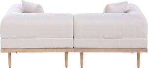 Meridian Furniture Laguna Modular Outdoor Loveseat Teak Frame with Weather Resistant Cushions for Patio Seating Beige B 55036Beige-S2B
