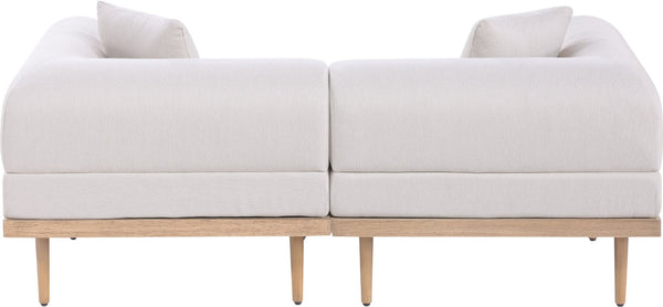 Meridian Furniture Laguna Modular Outdoor Loveseat Teak Frame with Weather Resistant Cushions for Patio Seating Beige B 55036Beige-S2B