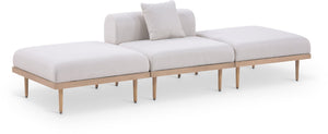 Meridian Furniture Laguna 3 Piece Modular Outdoor Sofa Olefin Fabric Teak Aluminum Patio Sectional 55036Beige-S3C