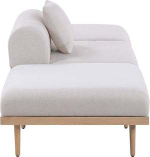 Meridian Furniture Laguna 3 Piece Modular Outdoor Sofa Olefin Fabric Teak Aluminum Patio Sectional 55036Beige-S3C