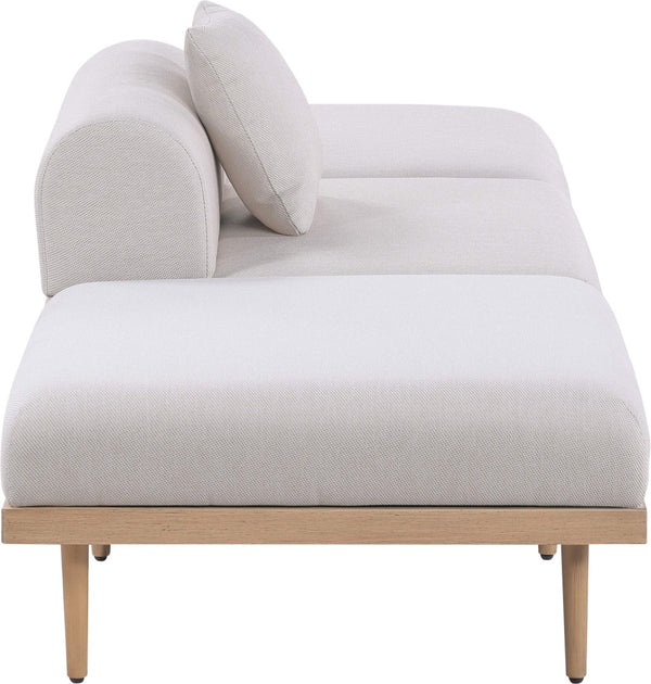 Meridian Furniture Laguna 3 Piece Modular Outdoor Sofa Olefin Fabric Teak Aluminum Patio Sectional 55036Beige-S3C