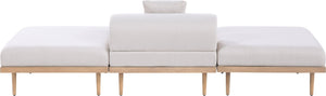 Meridian Furniture Laguna 3 Piece Modular Outdoor Sofa Olefin Fabric Teak Aluminum Patio Sectional 55036Beige-S3C