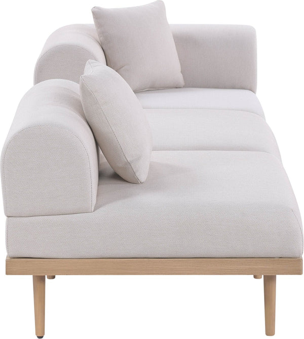 Meridian Furniture Laguna 3 Piece Modular Outdoor Sofa with Olefin Cushions and Teak Aluminum Frame 55036Beige-S3D