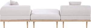 Meridian Furniture Laguna 3 Piece Modular Outdoor Sofa with Olefin Cushions and Teak Aluminum Frame 55036Beige-S3D