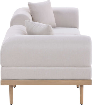 Meridian Furniture Laguna 3 Piece Modular Outdoor Sofa Uv Resistant Olefin Fabric Teak Aluminum Frame 55036Beige-S3E