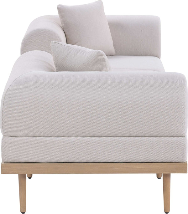 Meridian Furniture Laguna 3 Piece Modular Outdoor Sofa Uv Resistant Olefin Fabric Teak Aluminum Frame 55036Beige-S3E