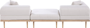 Meridian Furniture Laguna 3 Piece Modular Outdoor Sofa Uv Resistant Olefin Fabric Teak Aluminum Frame 55036Beige-S3E