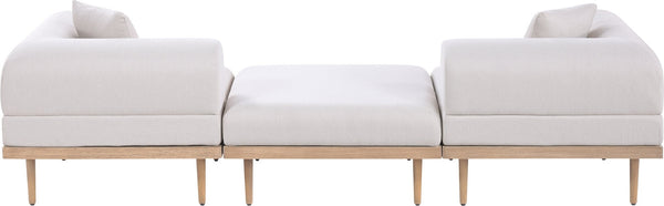 Meridian Furniture Laguna 3 Piece Modular Outdoor Sofa Uv Resistant Olefin Fabric Teak Aluminum Frame 55036Beige-S3E