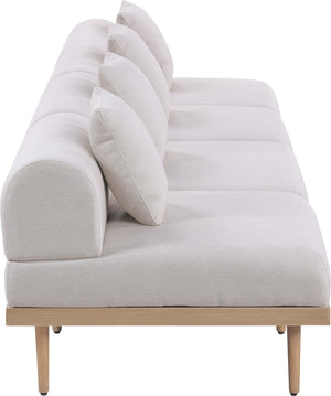 Meridian Furniture Laguna Four Piece Modular Outdoor Sectional with Olefin Fabric and Teak Aluminum Frame 55036Beige-S4A