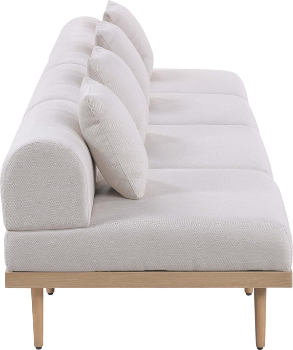 Meridian Furniture Laguna Four Piece Modular Outdoor Sectional with Olefin Fabric and Teak Aluminum Frame 55036Beige-S4A