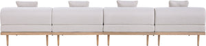 Meridian Furniture Laguna Four Piece Modular Outdoor Sectional with Olefin Fabric and Teak Aluminum Frame 55036Beige-S4A