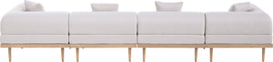 Meridian Furniture Laguna Four Piece Outdoor Modular Sectional Olefin Fabric Teak Aluminum Frame Patio 55036Beige-S4B