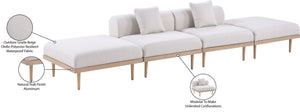 Meridian Furniture Laguna Four Piece Modular Outdoor Sectional with Teak Frame and Olefin Cushions 55036Beige-S4C