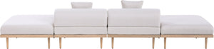 Meridian Furniture Laguna Four Piece Modular Outdoor Sectional with Teak Frame and Olefin Cushions 55036Beige-S4C