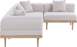 Meridian Furniture Laguna 4 Piece Modular Outdoor Sectional Olefin Fabric Teak Aluminum Patio Set 55036Beige-Sec4B