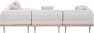 Meridian Furniture Laguna 4 Piece Modular Outdoor Sectional Olefin Fabric Teak Aluminum Patio Set 55036Beige-Sec4B