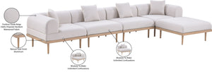 Meridian Furniture Laguna Five Piece Modular Outdoor Sectional Teak Aluminum Frame Olefin Fabric Patio 55036Beige-Sec5A