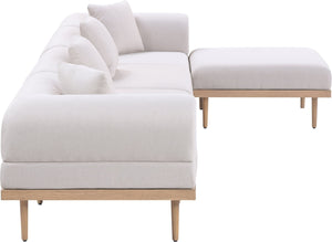 Meridian Furniture Laguna Five Piece Modular Outdoor Sectional Teak Aluminum Frame Olefin Fabric Patio 55036Beige-Sec5A